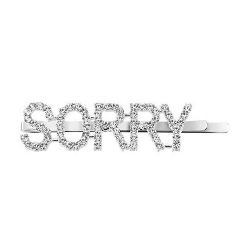 SORRY Rhinestone Bobby Pin Barrette Hair Accessory